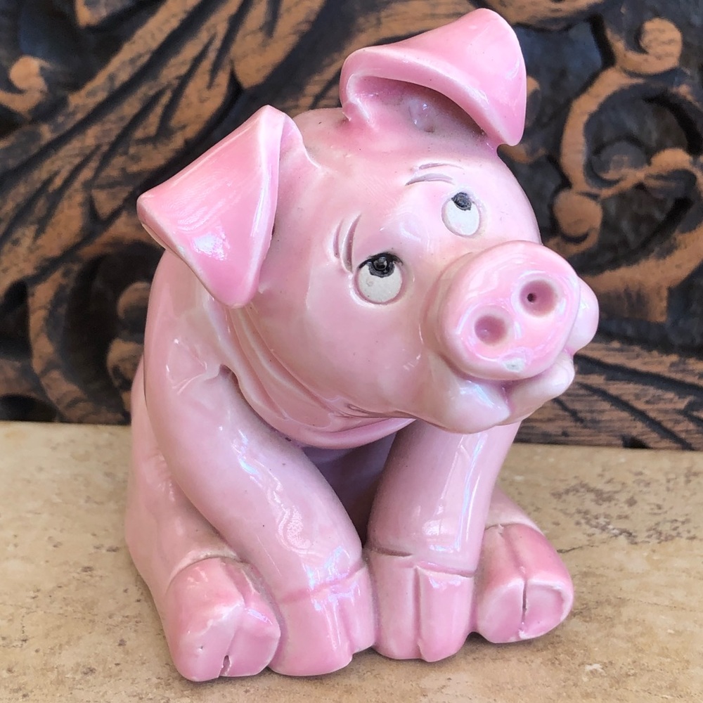 RARE 🔥 Vintage Kathy Wise Quirky Porcelain Pig Figurine Farmhouse Decor